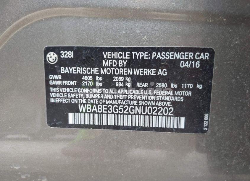 Photo 9 of 2016 Bmw 328i XDRIVE (VIN WBA8E3G52GNU02202)