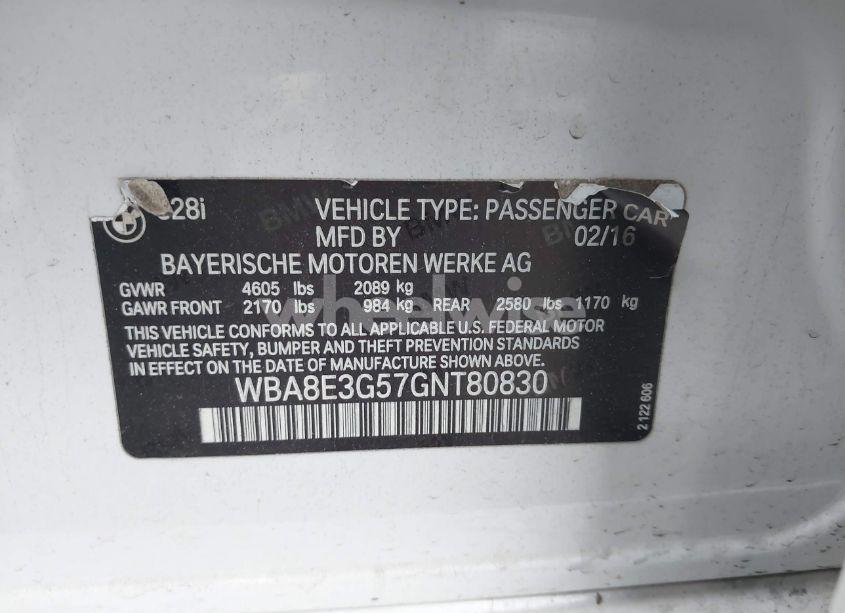 Photo 9 of 2016 Bmw 328i XDRIVE (VIN WBA8E3G57GNT80830)