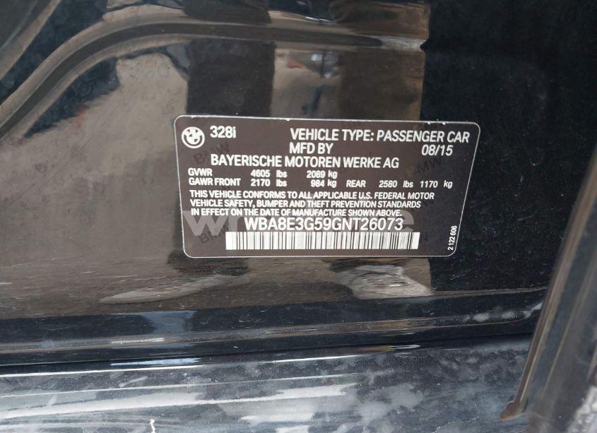 Photo 9 of 2016 Bmw 328i XDRIVE (VIN WBA8E3G59GNT26073)