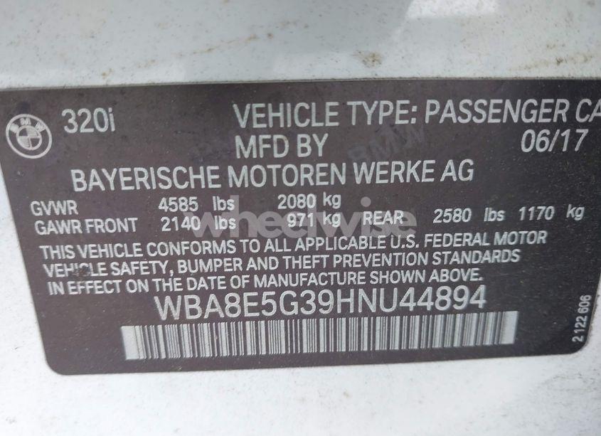 Photo 9 of 2017 Bmw 320i XDRIVE (VIN WBA8E5G39HNU44894)