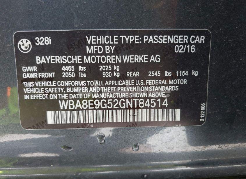 Photo 9 of 2016 Bmw 328i (VIN WBA8E9G52GNT84514)