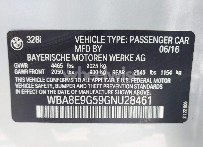 Photo 9 of 2016 Bmw 328i (VIN WBA8E9G59GNU28461)