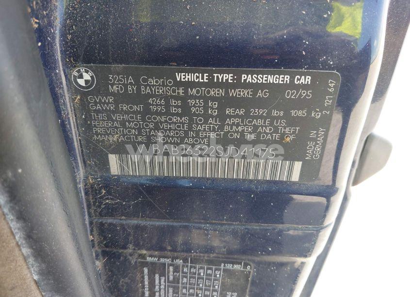 Photo 9 of 1995 Bmw 325 IC AUTOMATIC (VIN WBABJ6322SJD41175)