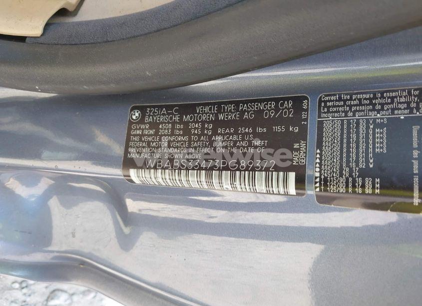 Photo 9 of 2003 Bmw 325ci (VIN WBABS33473PG89372)