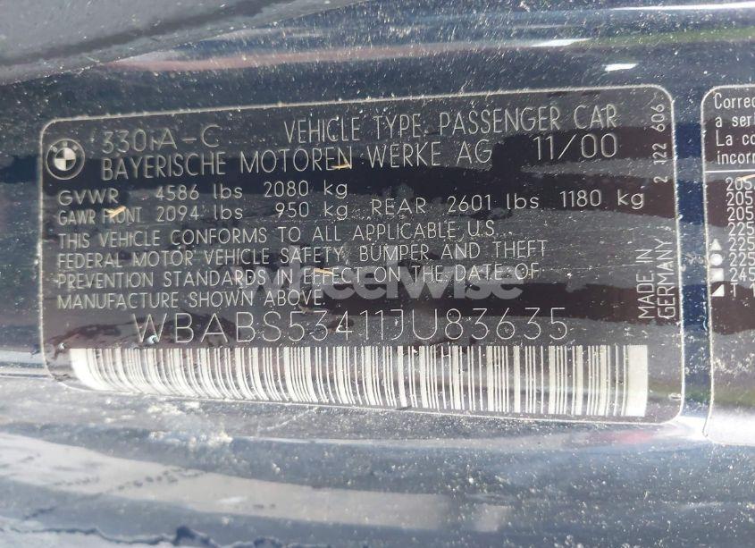 Photo 9 of 2001 Bmw 330ci (VIN WBABS53411JU83635)