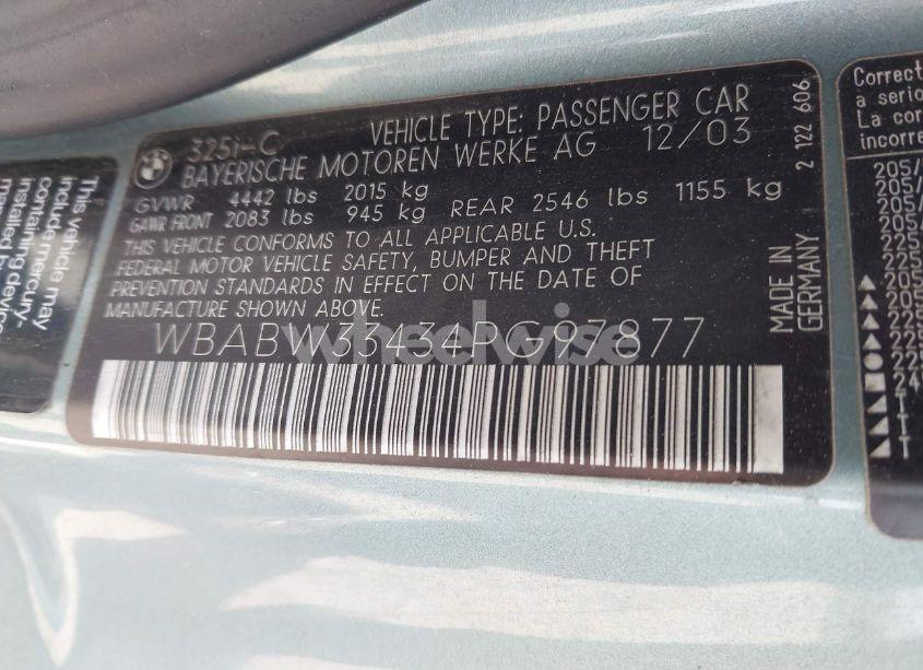Photo 9 of 2004 Bmw 325ci (VIN WBABW33434PG97877)