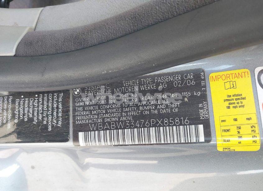 Photo 9 of 2006 Bmw 325ci (VIN WBABW33476PX85816)
