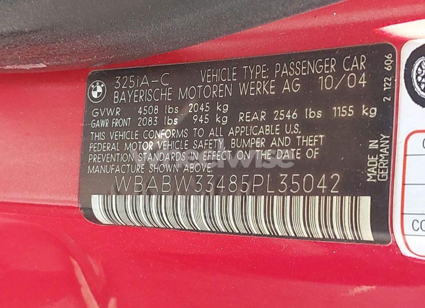 Photo 9 of 2005 Bmw 325ci (VIN WBABW33485PL35042)
