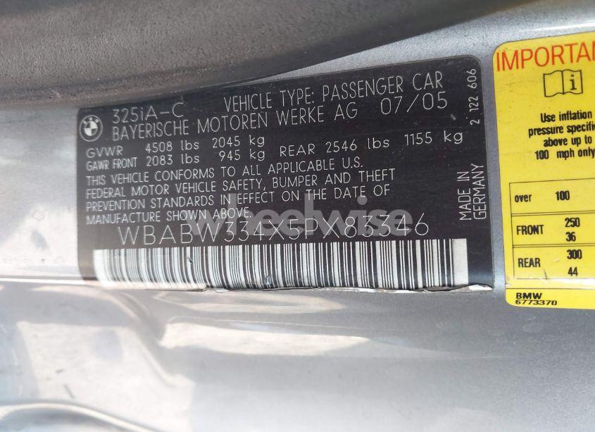 Photo 9 of 2005 Bmw 325ci (VIN WBABW334X5PX83346)