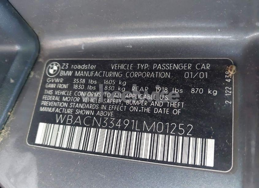 Photo 9 of 2001 Bmw Z3 2.5I (VIN WBACN33491LM01252)