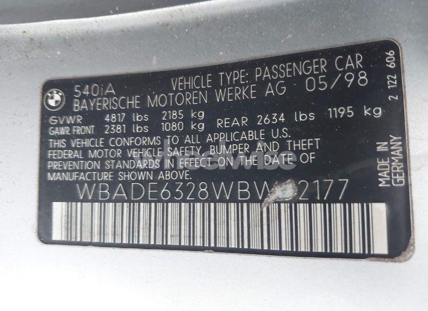 Photo 9 of 1998 Bmw 540ia (VIN WBADE6328WBW62177)