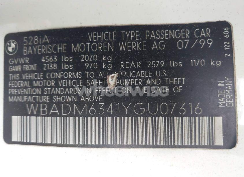 Photo 9 of 2000 Bmw 528ia (VIN WBADM6341YGU07316)