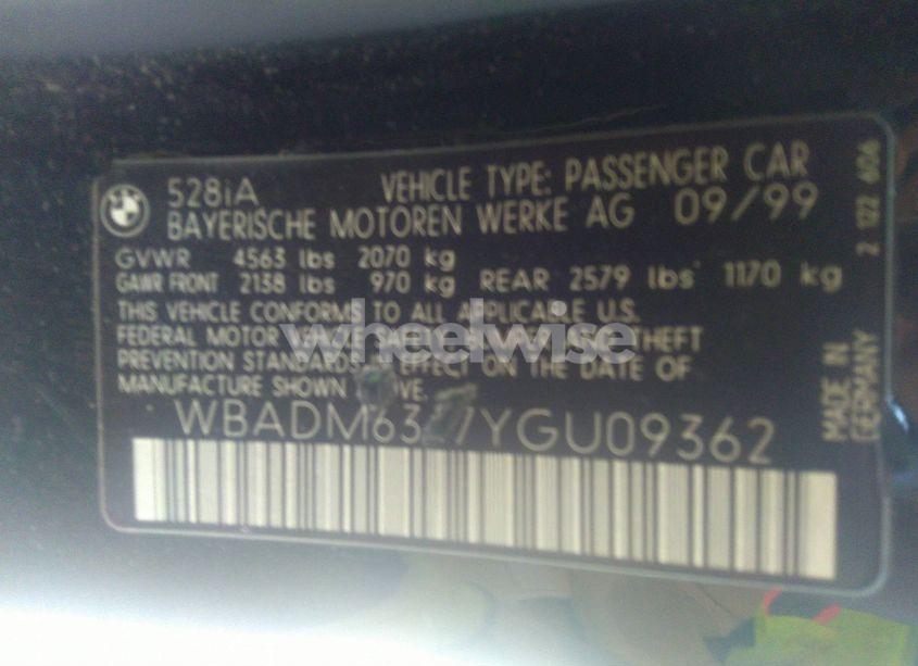 Photo 9 of 2000 Bmw 528ia (VIN WBADM6347YGU09362)