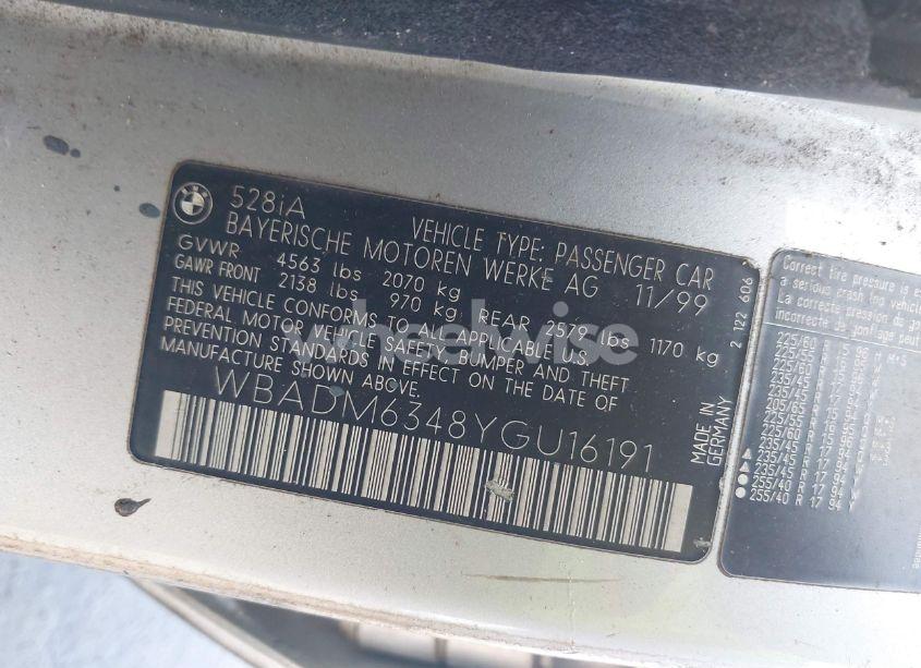 Photo 9 of 2000 Bmw 528ia (VIN WBADM6348YGU16191)