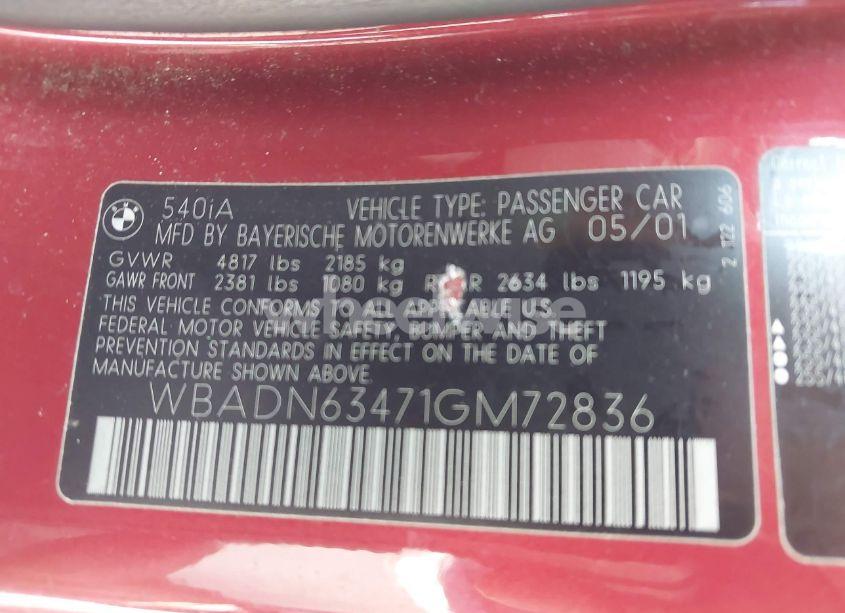 Photo 9 of 2001 Bmw 540ia N/A (VIN WBADN63471GM72836)