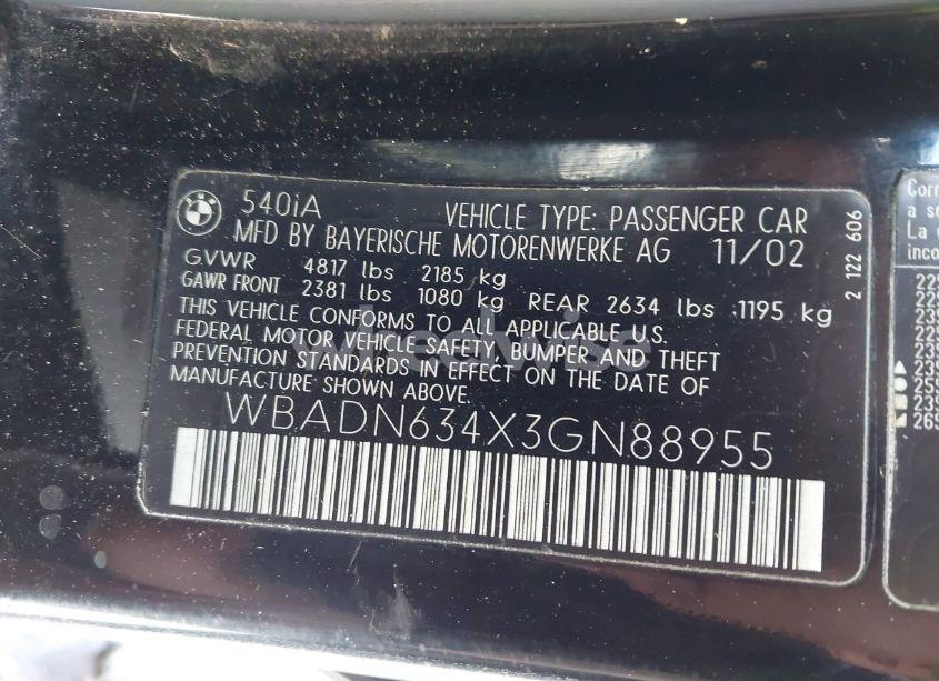 Photo 9 of 2003 Bmw 540ia N/A (VIN WBADN634X3GN88955)