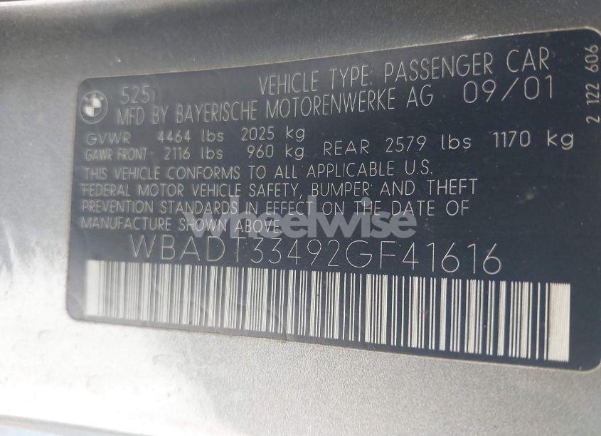 Photo 9 of 2002 Bmw 525i (VIN WBADT33492GF41616)
