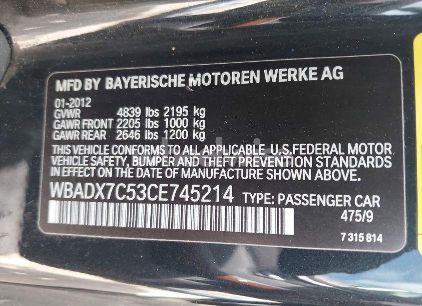 Photo 9 of 2012 Bmw 335i (VIN WBADX7C53CE745214)
