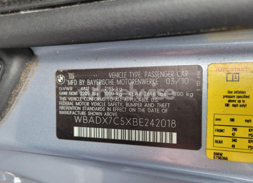 Photo 9 of 2011 Bmw 335 I (VIN WBADX7C5XBE242018)