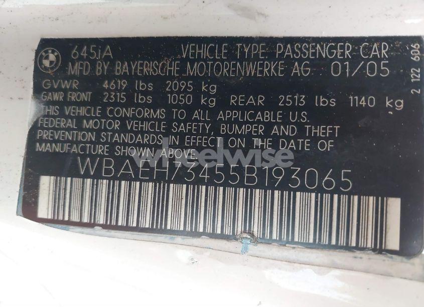 Photo 9 of 2005 Bmw 645ci N/A (VIN WBAEH73455B193065)