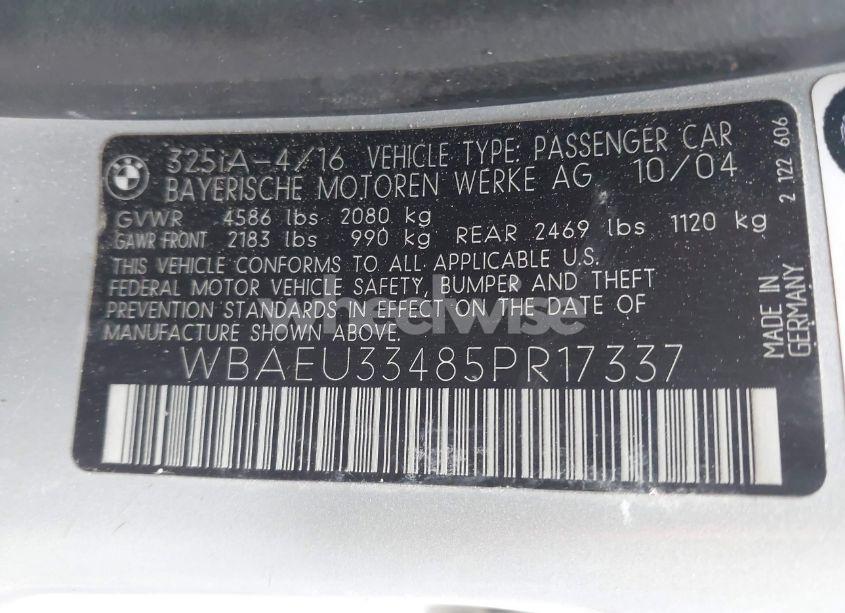 Photo 9 of 2005 Bmw 325xi (VIN WBAEU33485PR17337)
