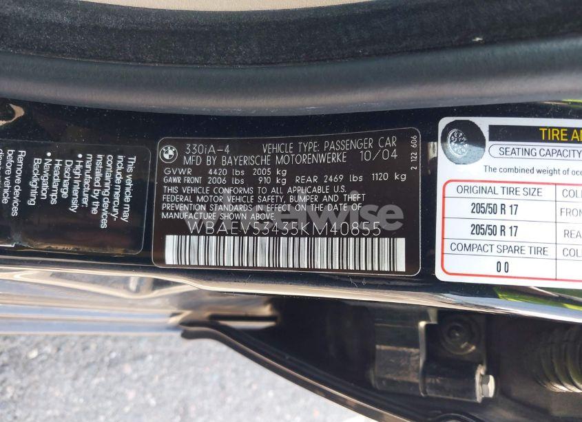 Photo 9 of 2005 Bmw 330i (VIN WBAEV53435KM40855)