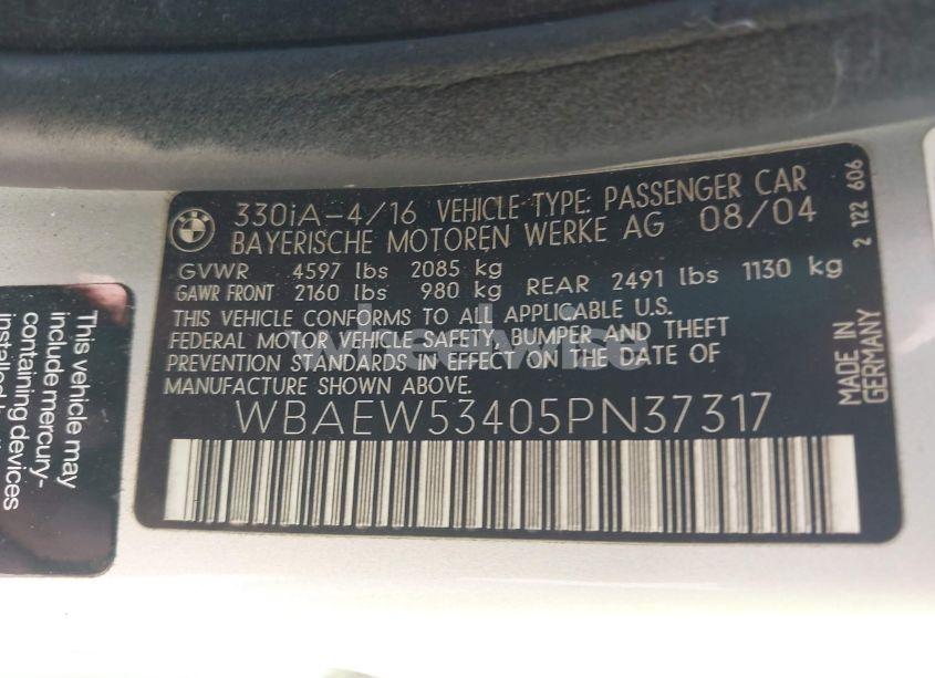 Photo 9 of 2005 Bmw 330xi (VIN WBAEW53405PN37317)