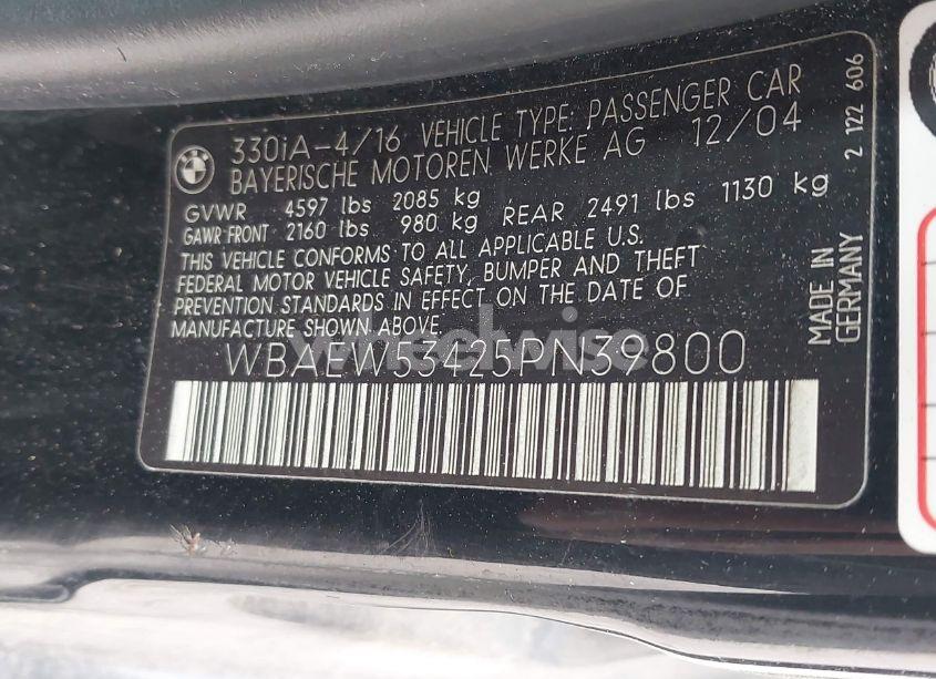 Photo 9 of 2005 Bmw 330xi (VIN WBAEW53425PN39800)