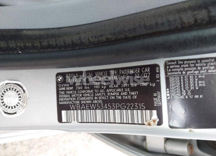 Photo 9 of 2003 Bmw 330xi (VIN WBAEW53453PG22315)