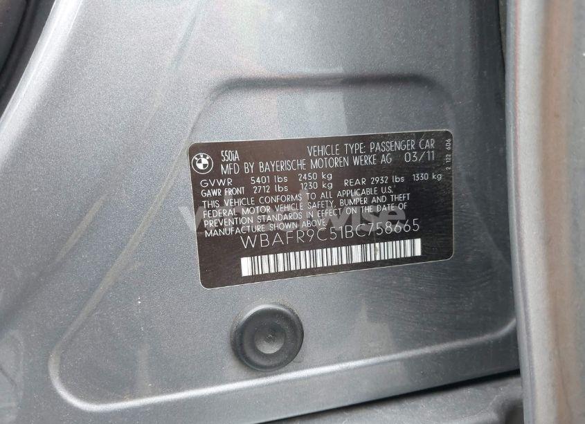 Photo 9 of 2011 Bmw 550i (VIN WBAFR9C51BC758665)