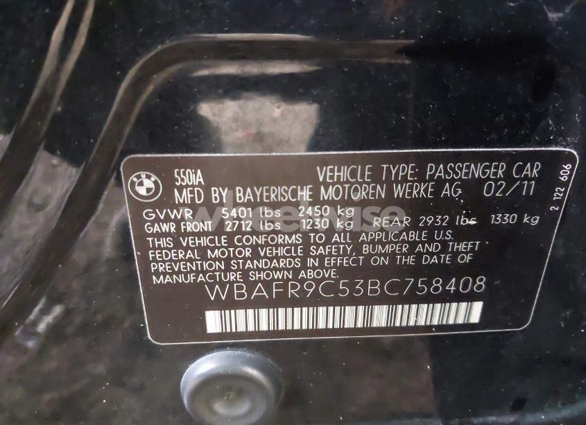 Photo 9 of 2011 Bmw 550i (VIN WBAFR9C53BC758408)