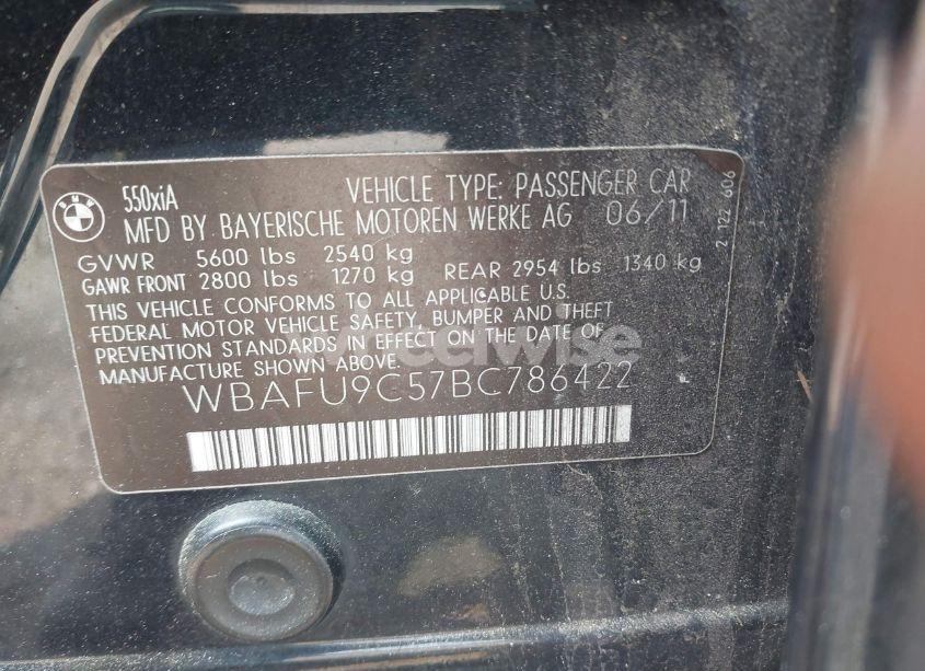 Photo 9 of 2011 Bmw 550i XDRIVE (VIN WBAFU9C57BC786422)