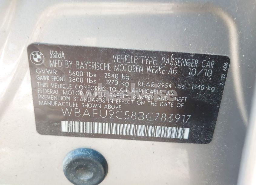 Photo 9 of 2011 Bmw 550i XDRIVE (VIN WBAFU9C58BC783917)