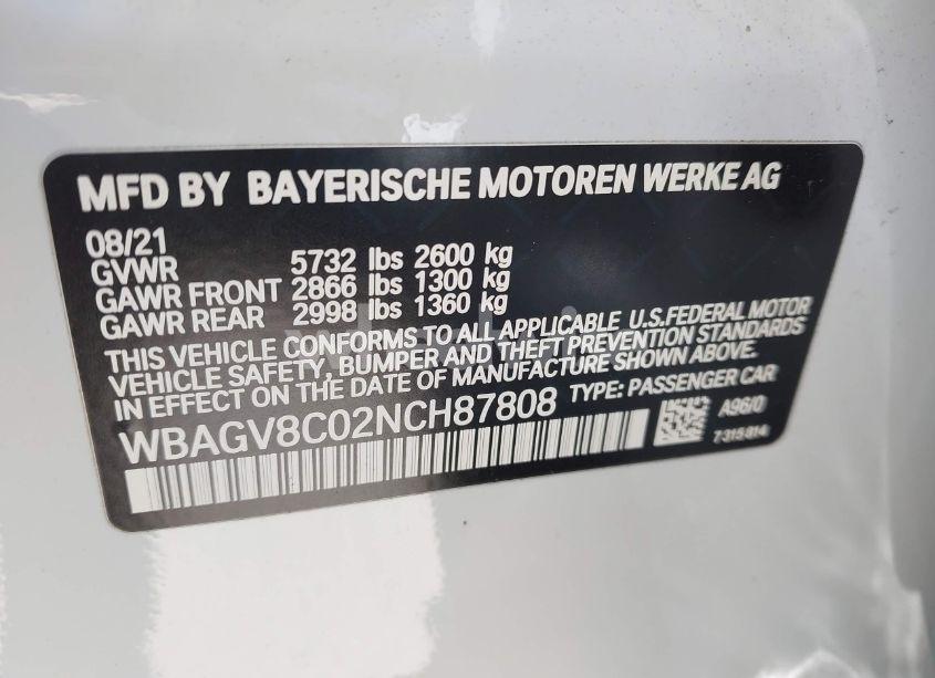 Photo 9 of 2022 Bmw M850i GTAN COUPE XDRIVE (VIN WBAGV8C02NCH87808)