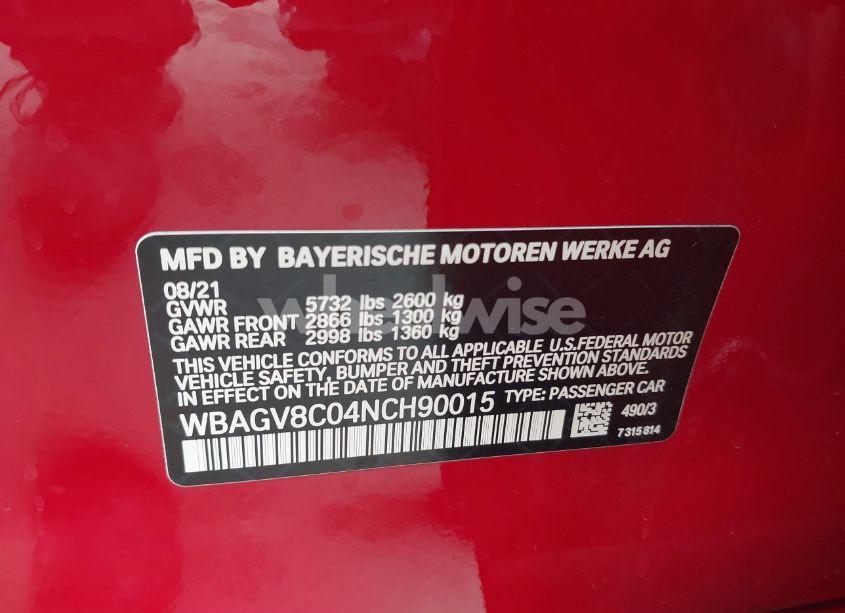 Photo 9 of 2022 Bmw M850i GTAN COUPE XDRIVE (VIN WBAGV8C04NCH90015)