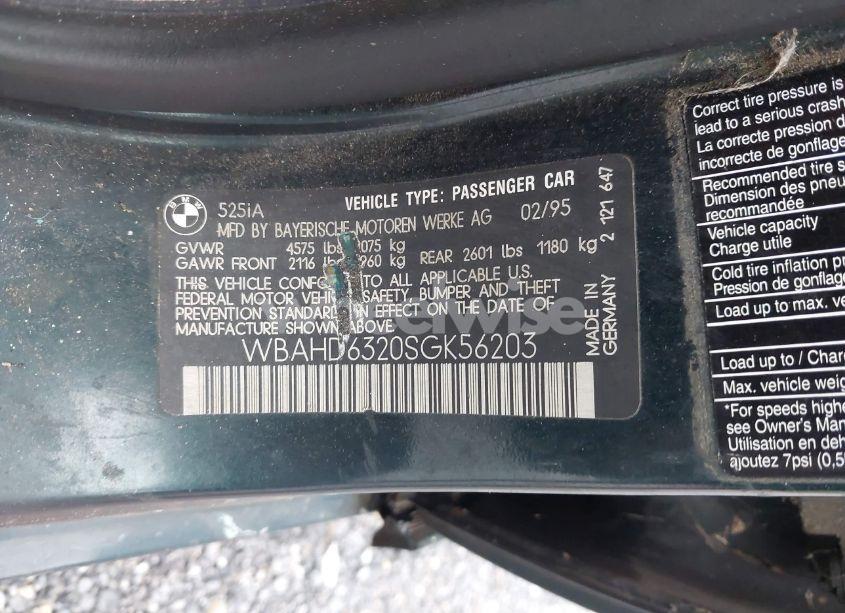 Photo 9 of 1995 Bmw 525 I AUTOMATIC (VIN WBAHD6320SGK56203)