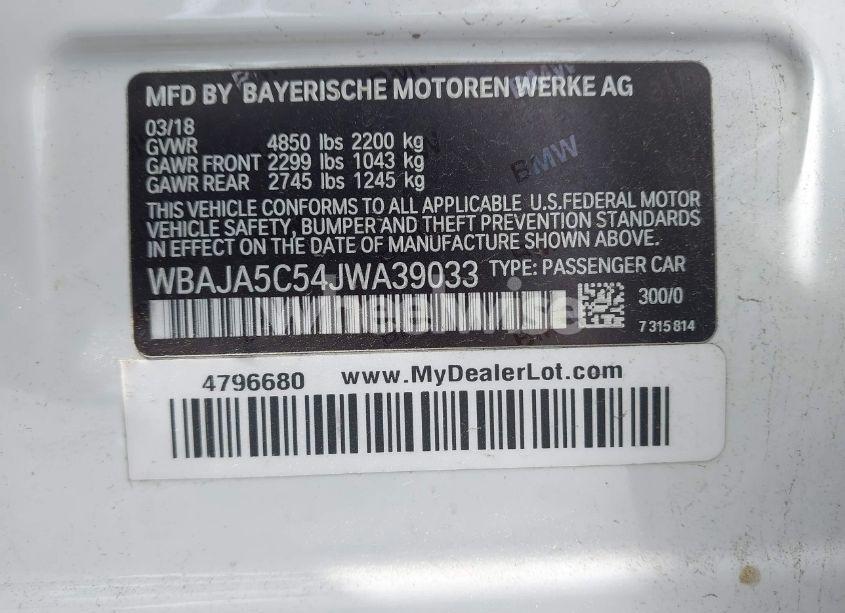 Photo 9 of 2018 Bmw 530i (VIN WBAJA5C54JWA39033)