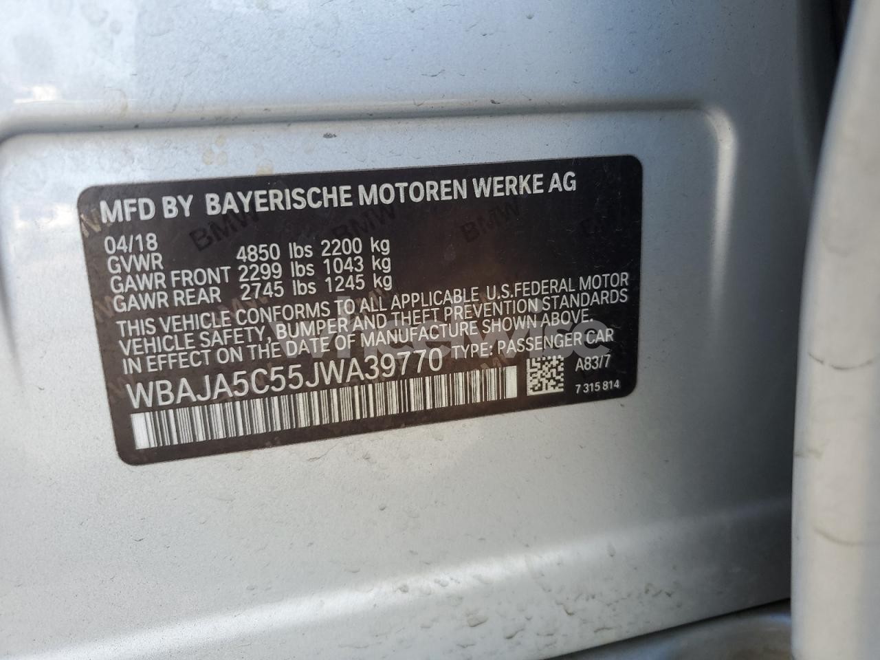 Photo 12 of 2018 BMW 530 I (VIN WBAJA5C55JWA39770)