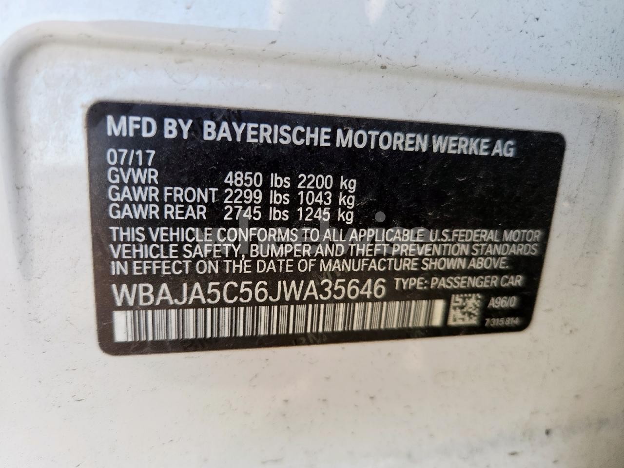 Photo 12 of 2018 BMW 530 I (VIN WBAJA5C56JWA35646)