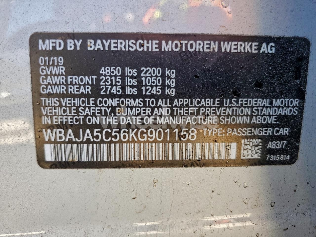 Photo 12 of 2019 BMW 530 I (VIN WBAJA5C56KG901158)