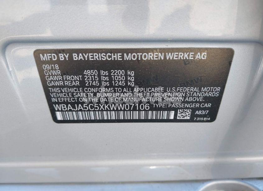 Photo 9 of 2019 Bmw 530i (VIN WBAJA5C5XKWW07106)