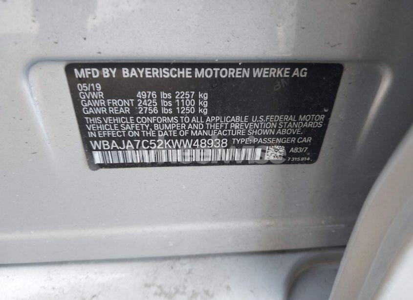 Photo 9 of 2019 Bmw 530i XDRIVE (VIN WBAJA7C52KWW48938)