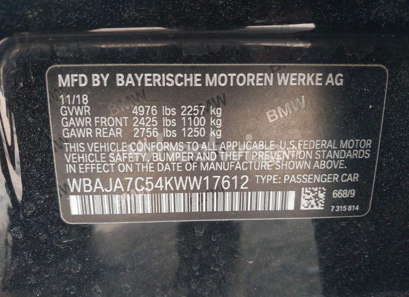 Photo 9 of 2019 Bmw 530i XDRIVE (VIN WBAJA7C54KWW17612)