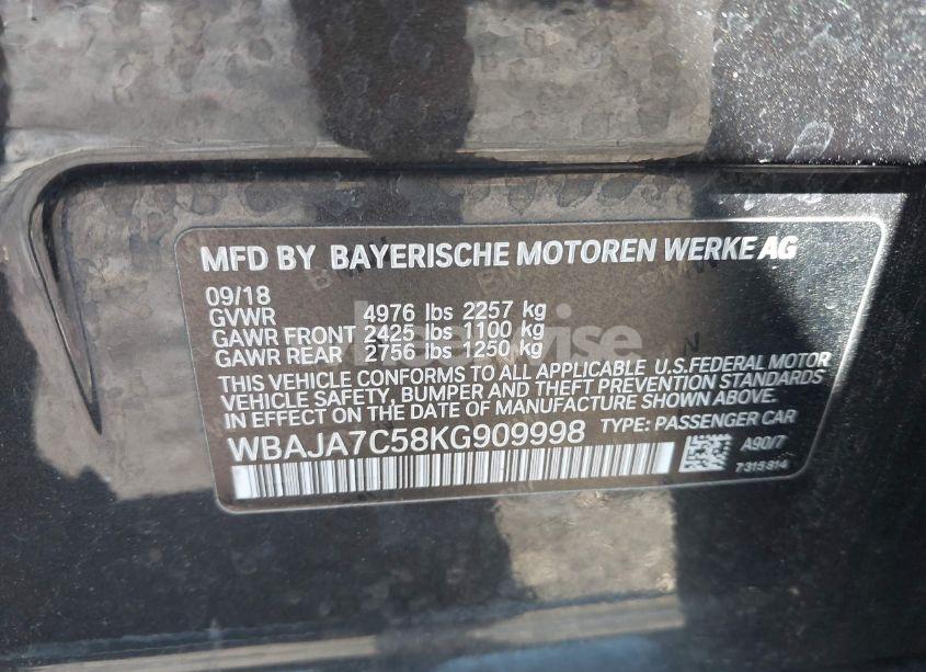 Photo 9 of 2019 Bmw 530i XDRIVE (VIN WBAJA7C58KG909998)