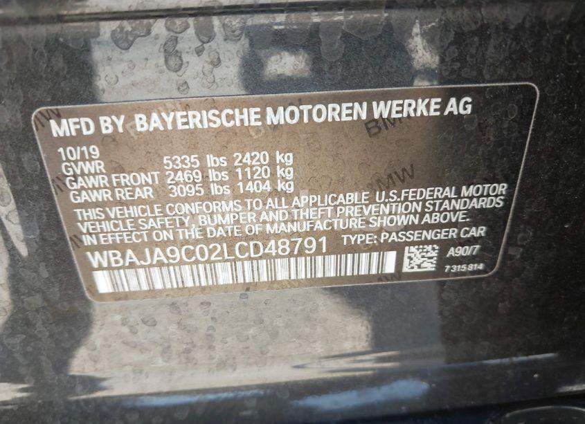 Photo 9 of 2020 Bmw 530e IPERFORMANCE (VIN WBAJA9C02LCD48791)