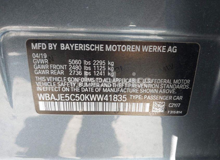 Photo 9 of 2019 Bmw 540i (VIN WBAJE5C50KWW41835)