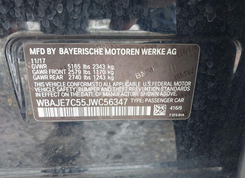 Photo 9 of 2018 Bmw 540i XDRIVE (VIN WBAJE7C55JWC56347)