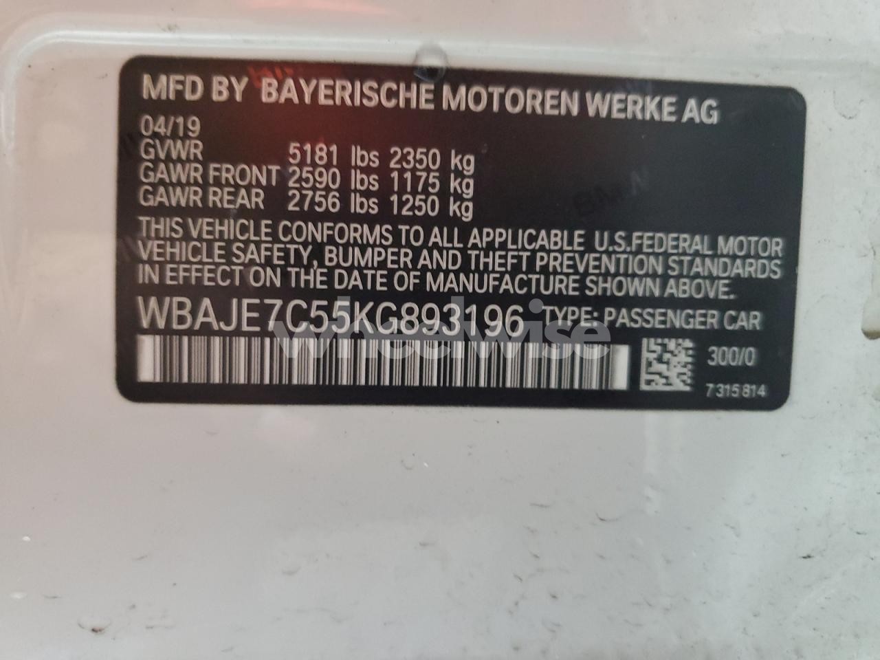 Photo 12 of 2019 BMW 540 XI (VIN WBAJE7C55KG893196)