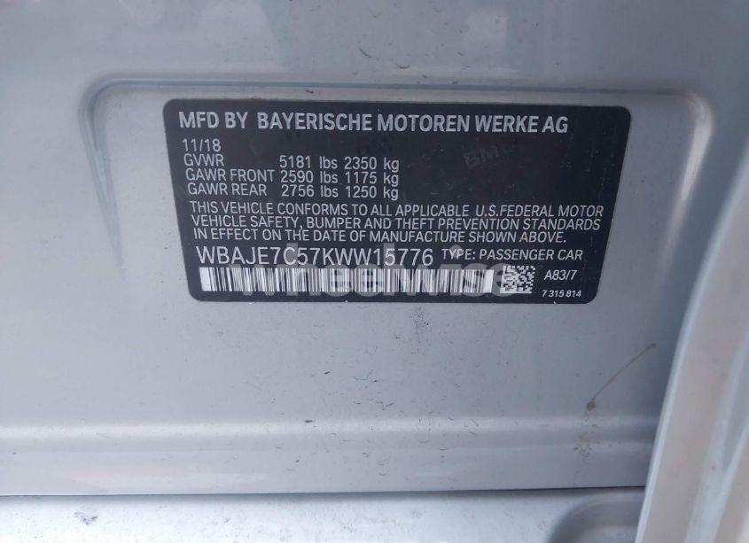 Photo 9 of 2019 Bmw 540i XDRIVE (VIN WBAJE7C57KWW15776)