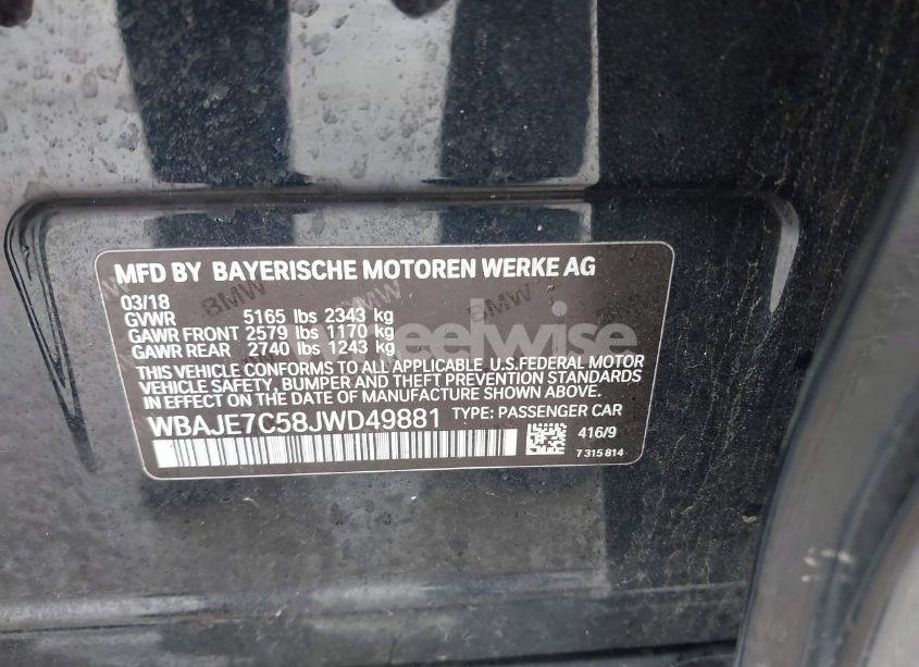 Photo 9 of 2018 Bmw 540i XDRIVE (VIN WBAJE7C58JWD49881)